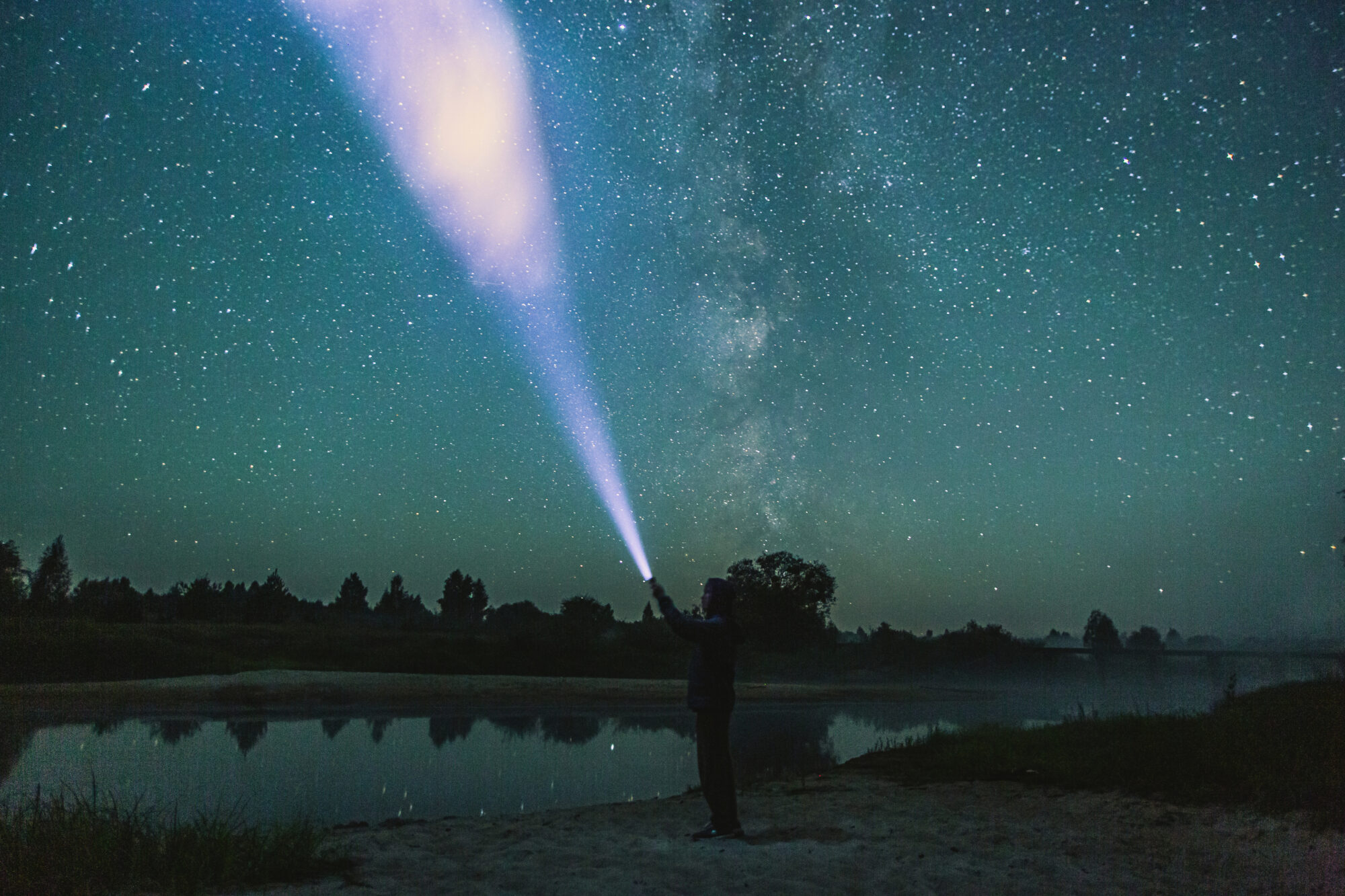 Night-time silhouette against the background of a starry sky