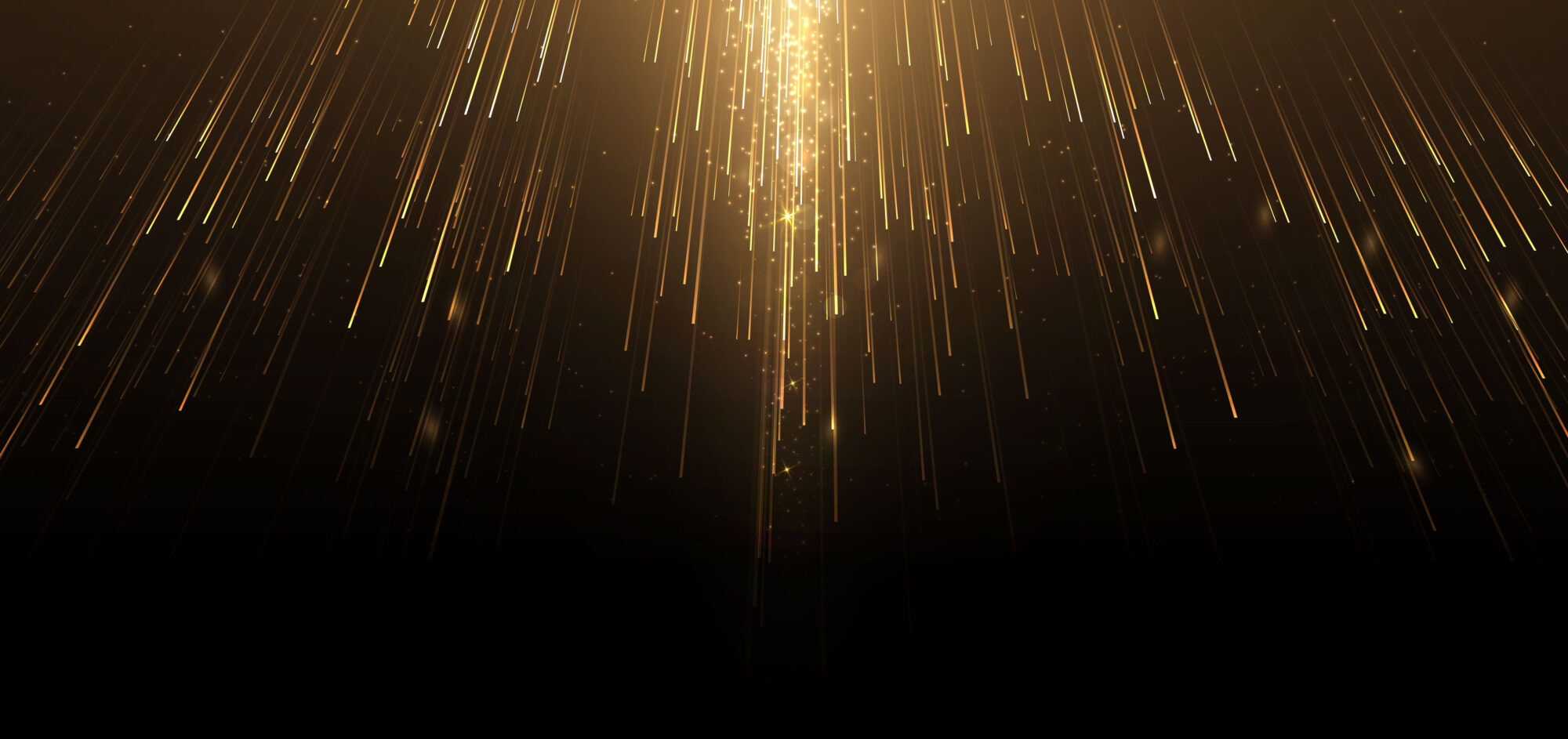 Abstract elegant gold glowing line with lighting effect sparkle on black background. Template premium award design. Vector illustration