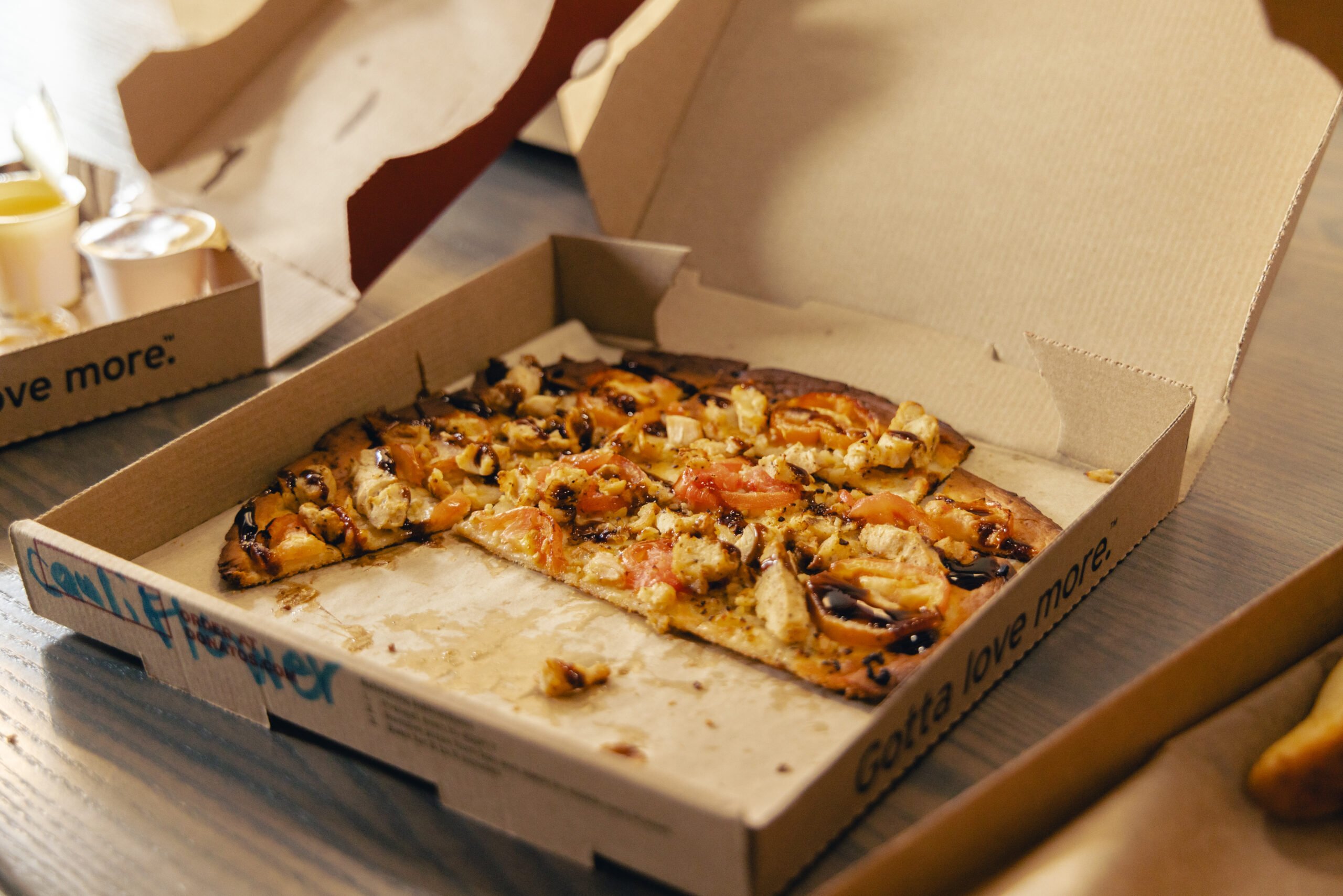 Half of an eaten pizza