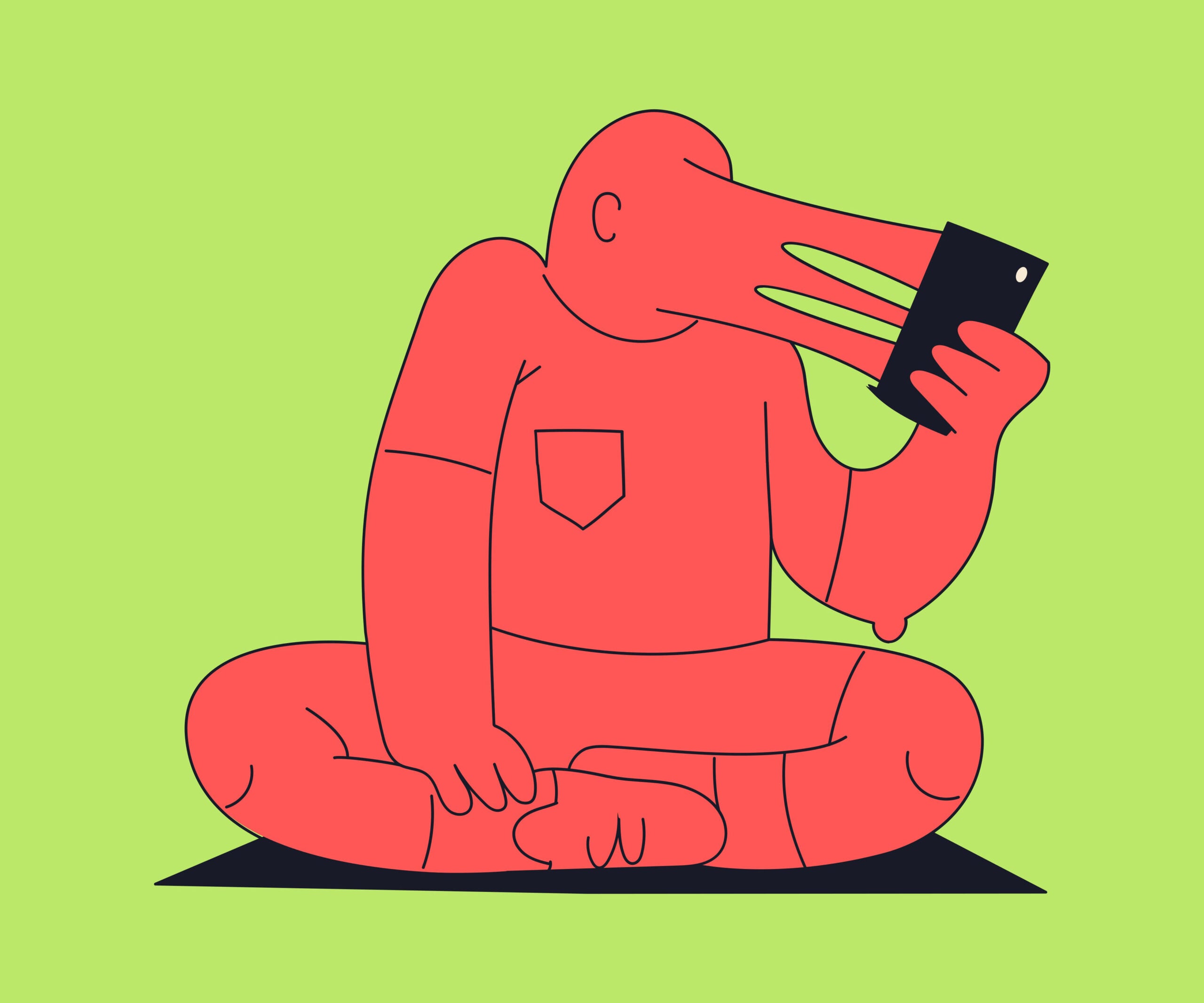 Face being pulled in by phone