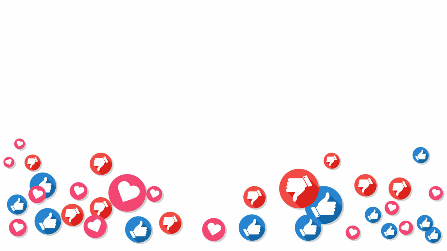 Like dislike and heart icons floating away