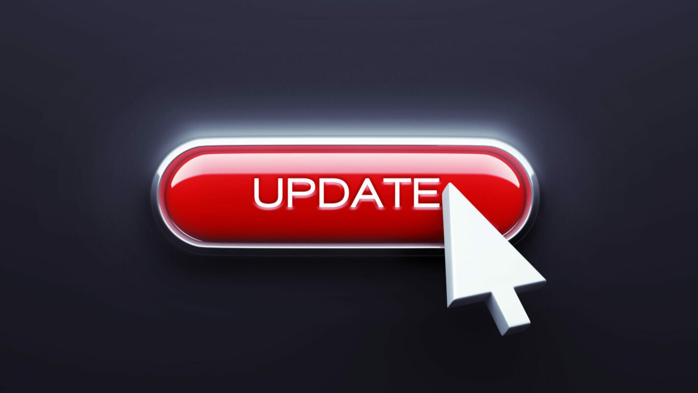 Update Button isolated on dark background